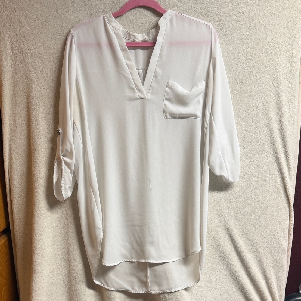 Lush White V-Neck Pocket Tunic